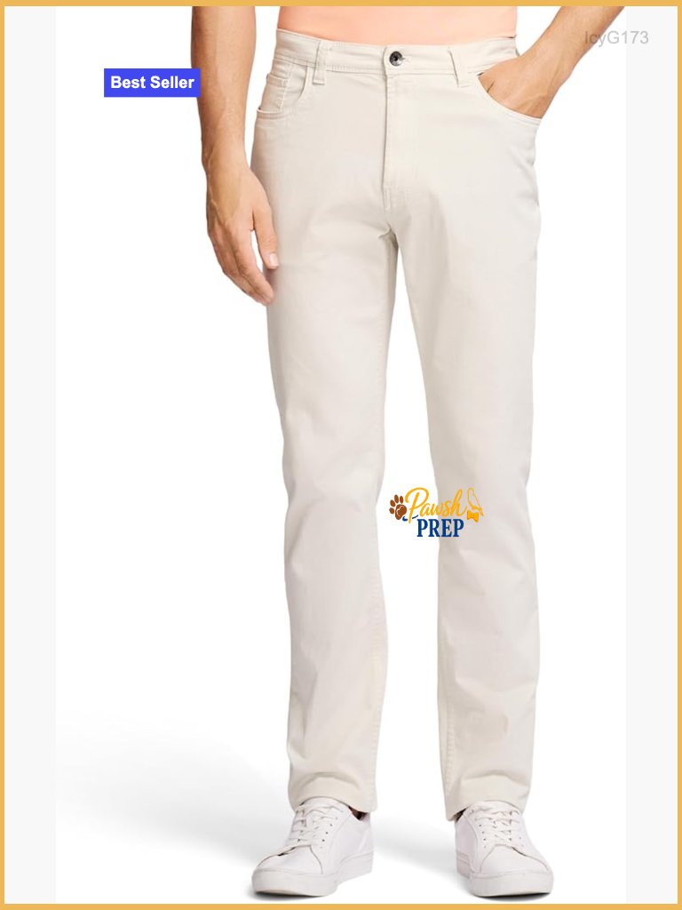 Men's Straight Fit Chino Pants, 98% Cotton 2% Spandex, 5 Pocket Casual Style